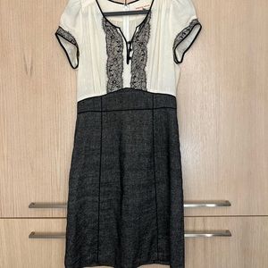 Rebecca Taylor Work Dress Black, Ivory, Lace 4